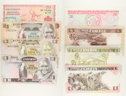 Mondiali - Lotto di 4 banconote: Zambia 1 Kwacha ND (1980-1988) P#23 - Zambia 2 Kwacha ND (1980-1987) P#24 - Zambia 5 Kwacha ND (1980-1988) P#25 - Bur...
