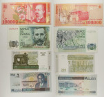 Mondiali - Lotto di 4 banconote: Romania 100.000 Lei 1998 P#110 - Spagna 1000 Pesetas 1979 P#158 - Madagascar 200 Ariary/1000 Francs 2004 P#87 - Malaw...