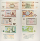 Mondiali - Lotto di 5 banconote: Bielorussia 20.000 Roubles 1994 P#13 - Azerbaijan 500 Manat 1993 P#19 - Armenia 10 Dram 1993 P#33 - Kazakistan 3 Teng...