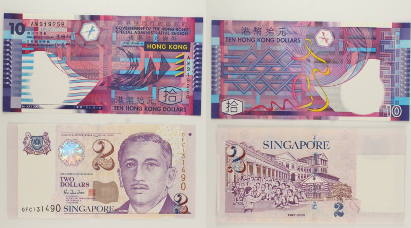 Mondiali - Lotto di 2 banconote: Singapore 2 Dollars (BCCS) ND (1999) P#38 - Hon...