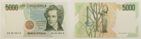Repubblica Italiana - banconota 5000 Lire Vincenzo Bellini 31/01/1985 AAA - MOLTO RARA - Gigante BI 69AA

SPEDIZIONE IN TUTTO IL MONDO - WORLDWIDE S...
