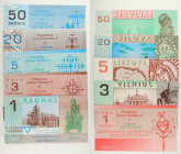Lituania - Lotto di 5 banconote souvenir: 1, 3, 5 Vienna Auksinai e 20, 50 Skatiku 1993

SPEDIZIONE IN TUTTO IL MONDO - WORLDWIDE SHIPPING
