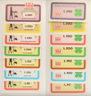 A&O Market - Lotto di 7 buoni d'acquisto: 50 Lire 1977 - 100 Lire 1977 - 150 Lire 1977 - 200 Lire 1977 - 250 Lire 1977 - 300 Lire 1977 - 350 Lire 1977...