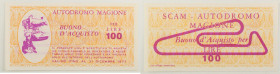 SCAM - Autodromo Magione - Buono d'Acquisto per Lire 100 valido fino al 31 dicembre 1977

SPEDIZIONE IN TUTTO IL MONDO - WORLDWIDE SHIPPING