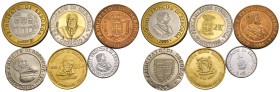 Principato di Seborga - Lotto di 6 coniazioni: 1/2 Luigino 1995 Bimetallico: centro in rame-nichel con anello in ottone - 2 Luigini 1996 L'indipendenz...