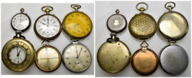 Interessante collezione di sei orologi da tasca di diverse epoche e manifatture, tutti funzionanti. Il lotto comprende esemplari con cassa in metallo ...