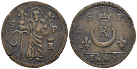 Francia - Saint Denise (Parigi) - Gettone di carità della chiesa di Saint Paul 1665 - D/S. Paolo in piedi frontale con in mano una spada e il Libro de...