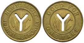 USA - Gettoni per trasporto pubblico - 1 Fare - New York City Transit Authority ND (1970-1980) - Ritaglio a Y - Ottone - 23mm

SPEDIZIONE IN TUTTO I...