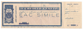 Assegno - Credito Veneto - Assegno Circolare "SPECIMEN", N° 00000 A, Fino a 1000 Lire - Pieghe

SPEDIZIONE IN TUTTO IL MONDO - WORLDWIDE SHIPPING
...