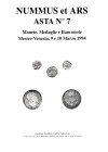 NUMMUS et ARS - Asta n 7. Mestre, 9\10 - Marzo, 1994. Monete antiche, medioevali italiane ed estere, medaglie, cartamoneta, libri. pp 102, nn 1139, il...