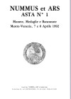NUMMUS et ARS - Asta n 1. Mestre, 7\8 - Aprile, 1992. monete greche, romane bizantine, medioevali italiane ed estere, medaglie ecc. pp 100, 882 + 20, ...