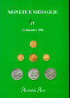 ARTEMIDE ASTE ( Camillo Filetti) Vendita n IV. Dogana, 11 - Dicembre, 1996. monete antiche, medioevali, medaglie ecc. pp. 91, lots 896, tutti illustra...