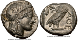 ATTICA. Athens. Ca. 440-404 BC. AR tetradrachm (24mm, 17.18 gm, 10h). NGC MS 5/5 - 2/5, test cut. Mid-mass coinage issue. Head of Athena right, wearin...