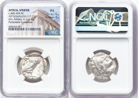 ATTICA. Athens. Ca. 440-404 BC. AR tetradrachm (23mm, 17.22 gm, 10h). NGC AU 5/5 - 4/5. Mid-mass coinage issue. Head of Athena right, wearing earring,...