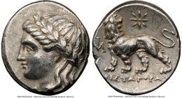 IONIA. Miletus. Ca. 4th-3rd centuries BC. AR drachm (16mm, 3.50 gm, 12h). NGC Choice VF 5/5 - 4/5. Aristagoras, magistrate. Laureate head of Apollo le...