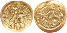 INDIA. Kushano-Sasanian Empire. Vasudeva I (ca. AD 190-230). AV dinar (27mm, 12h). ANACS MS 63. Bactria, late series imitative issues in the name of V...