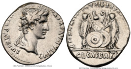 Augustus (27 BC-AD 14). AR denarius (18mm, 3.64 gm, 10h). NGC Choice VF 4/5 - 3/5, brushed. Lugdunum, 2 BC-AD 4. CAESAR AVGVSTVS-DIVI F PATER PATRIAE,...