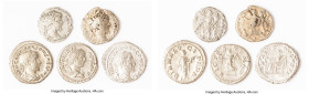 ANCIENT LOTS. Roman Imperial. Lot of five (5) AR denarii. VG-Choice Fine. Includes: Five Roman Imperial AR denarii, various emperors and types. SOLD A...