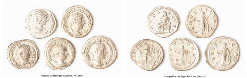 ANCIENT LOTS. Roman Imperial. Lot of five (5) AR denarii. Fine-VF. Includes: Fiv...