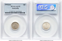 George VI 3 Pence 1942-(m) AU55 PCGS, Melbourne mint, KM37. HID09801242017 © 2024 Heritage Auctions | All Rights Reserved www.HA.com/TexasAuctioneerLi...