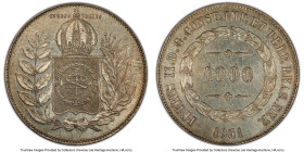 Pedro II 3-Piece Lot of Certified 1000 Reis, 1) Pedro II 1000 Reis 1851 UNC Details (Cleaning) PCGS, KM459. Ex Pat Johnson Collection 2) Pedro II 1000...