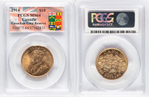 George V gold 10 Dollars 1914 MS64 PCGS, Ottawa mint, KM27, Fr-3. Canadian Gold Reserve. HID09801242017 © 2024 Heritage Auctions | All Rights Reserved...