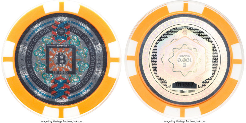 Satori plastic Loaded (Unredeemed) "Poker Chip - Orange" 0.001 Bitcoin (BTC) ND ...
