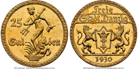 Free City gold 25 Gulden 1930 MS63 NGC, Berlin mint, KM150, Fr-44. Mintage: 4,000. HID09801242017 © 2024 Heritage Auctions | All Rights Reserved www.H...