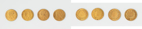 Napoleon III 4-Piece Lot of Uncertified gold 5 Francs, 1) 5 Francs - 1859-A - VF, Paris mint, KM798, F-501/7. 16.5mm. 1.58gm 2) 5 Francs - 1862-A - VF...