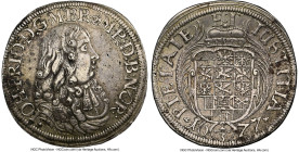 Brandenburg-Ansbach. Johann Friedrich 2/3 Taler 1677 AU50 NGC, Schwabach mint, KM80, Dav-309. Obverse legend ends "NOR". HID09801242017 © 2024 Heritag...