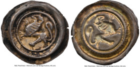 Brunswick-Luneburg Pair of Certified Assorted Bracteates NGC, 1) Heinrich der Lowe Bracteate ND (1142-1195) - AU55, Berger-365 2) Wilhelm or Heinrich ...