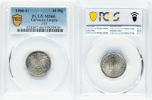 Wilhelm II 4-Piece Lot of Certified Assorted 10 Pfennig MS66 PCGS, 1) 10 Pfennig 1900-G, Karlsruhe mint, KM12, J-13 2) 10 Pfennig 1900-G, Karlsruhe mi...