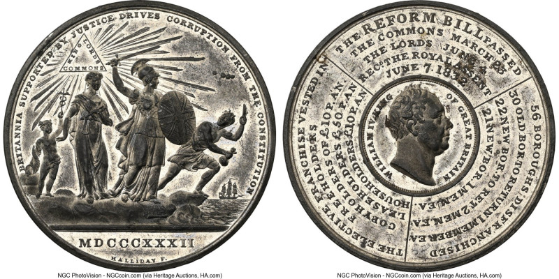 William IV Pair of Certified white metal Medals NGC, 1) "Reformation Bill" Medal...
