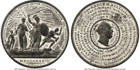 William IV Pair of Certified white metal Medals NGC, 1) "Reformation Bill" Medal 1832 - MS63, BHM-1597 2) "Coronation" Medal 1831 - AU Details (Cleane...