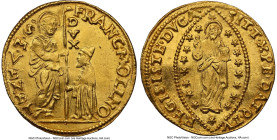 Venice. Francesco Molin gold Zecchino ND (1646-1655) UNC Details (Bent) NGC, KM212, Fr-1318. Relatively well struck for type, slight bend and note sev...