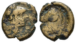 SERIE ANONIMA (c. 260 a.C.). Litra battuta a Napoli o Roma. AE (g 5,67). Testa elmata di Minerva a destra. R/ Testa di cavallo a sinistra. Crawford 17...
