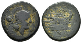 SERIE ANONIMA (c. 215-212 a.C.). Uncia per Roma. AE (g 6,59). Testa elmata di Roma a destra. R/ Prua di nave a destra. Crawford 41/10. MB. Nr. Reg. 61...