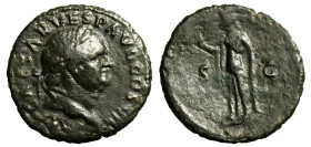 VESPASIANO (69-79) Asse. IMP CAESAR VESP AVG COS VII, Testa laur. a ds. R/ Spes in cammino verso sn. RIC 894. (g. 10,13) AE qBB