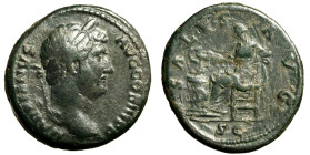 ADRIANO (117-138) Asse. Testa laur. a ds. R/ Salus seduta a sn.; davanti a lei, un altare acceso intorno al quale è avvolto un serpente. RIC 833. (g. ...