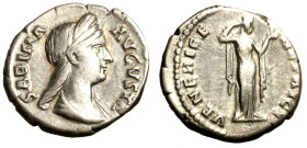 SABINA (moglie di Adriano) Denario. Busto diad. a ds. R/ VENERI GENITRIX, Venere stante a ds. C. 73; RIC 399. (g. 3.39) AR BB