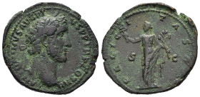ANTONINO PIO (138-161). Asse per Roma. AE (g 10,35). Testa laureata a destra. R/ Felicitas stante di fronte, testa a sinistra, con caduceo e ramo. RIC...