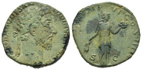 COMMODO (177-192). Sesterzio per Roma. AE (g 17,40). Testa laureata a destra. R/ Fides stante a destra, con spighe di grano e piatto con frutta. RIC I...