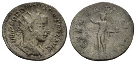 GORDIANO III (238-244). Antoniniano per Roma. AR (G 3,50). Busto radiato, drappeggiato e corazzato a destra. R/ Sol stante a sinistra, con globo e man...