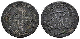SAVOIA. Vittorio Amedeo III (1773-1796). Soldo 1785. MI (g 1,75). Croce con le estremità coronate accantonata da quattro crocette mauriziane. R/ Monog...
