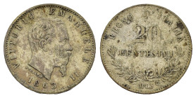 REGNO D'ITALIA. Vittorio Emanuele II (1861-1878). 20 Centesimi 1863 per Milano. AR. Testa nuda a destra. R/ Valore entro rami di alloro e quercia. Pag...