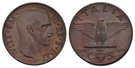 Regno d'Italia. Vittorio Emanuele III. 5 centesimi 1938. FDC