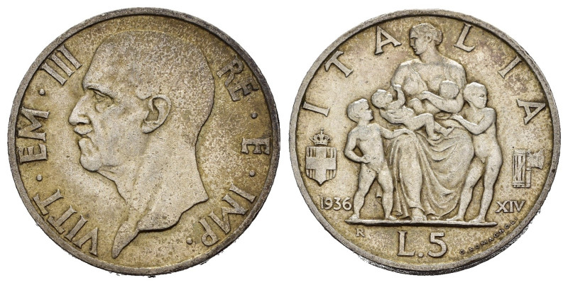 Regno d'Italia. Vittorio Emanuele III (1900-1943). 5 lire 1936. Gig. 83. qSPL