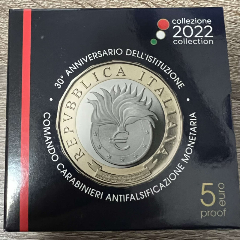 Repubblica Italiana. 5 Euro 2022 Carabinieri Proof