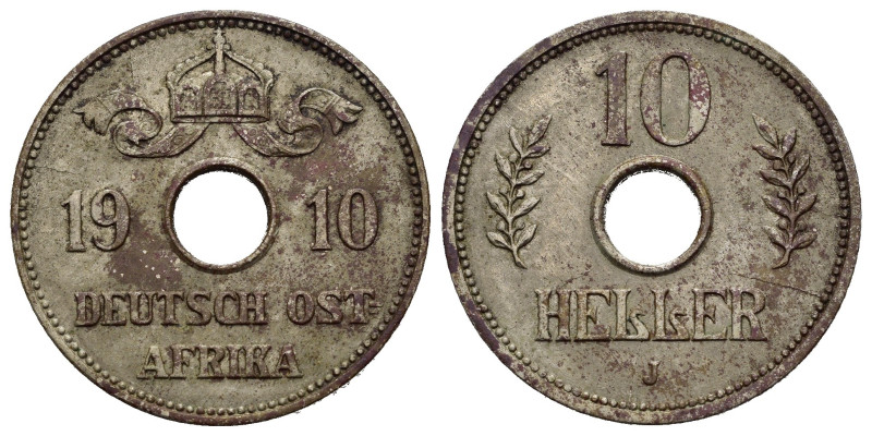 AFRICA ORIENTALE TEDESCA. Guglielmo II (1888-1918). 10 Heller 1910. Cupro-Nickel...