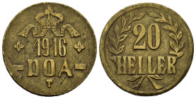 AFRICA ORIENTALE TEDESCA. Guglielmo II (1888-1918). 20 Heller 1916. Ottone (g 12,10). Zecca di Tabora (Tanzania). Corona su data e segno di zecca. R/ ...